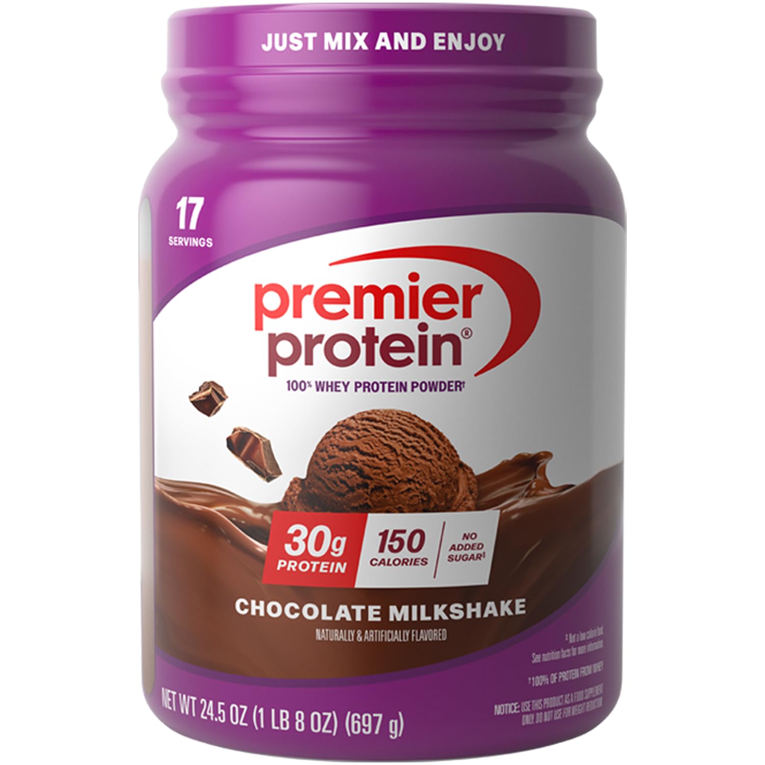 Premier Protein 30g High Protein Powder, 100% Whey, Vanilla, 17 Servings | No Added Sugar, Supports Muscle Health, Soy & Gluten-Free, 1.5 lb