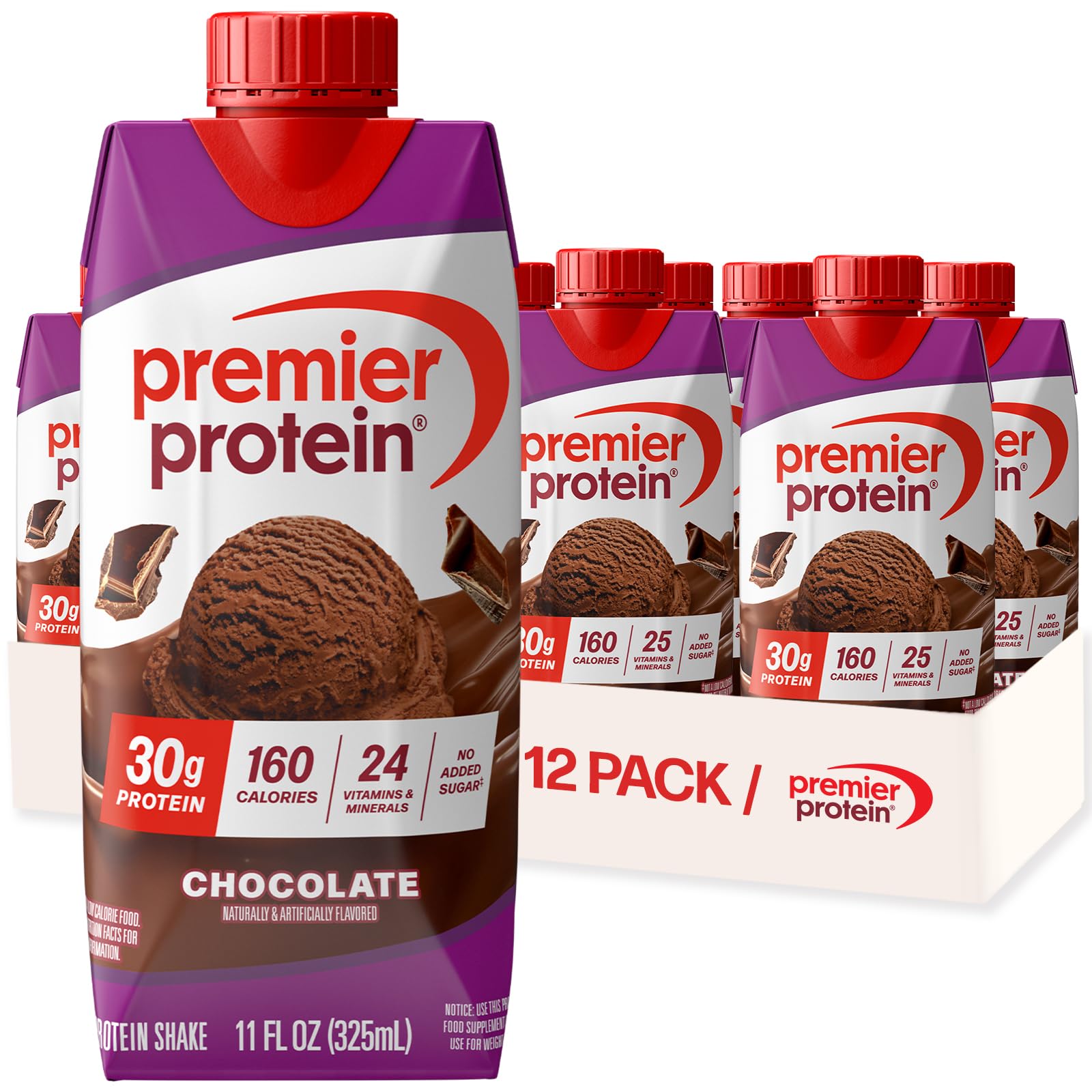 Premier Protein 30g High Protein Shake, Caramel, 4 Pack | 160 Calories, 24 Vitamins & Minerals, No Added Sugar, Supports Muscle Health, Gluten-Free, 11 oz