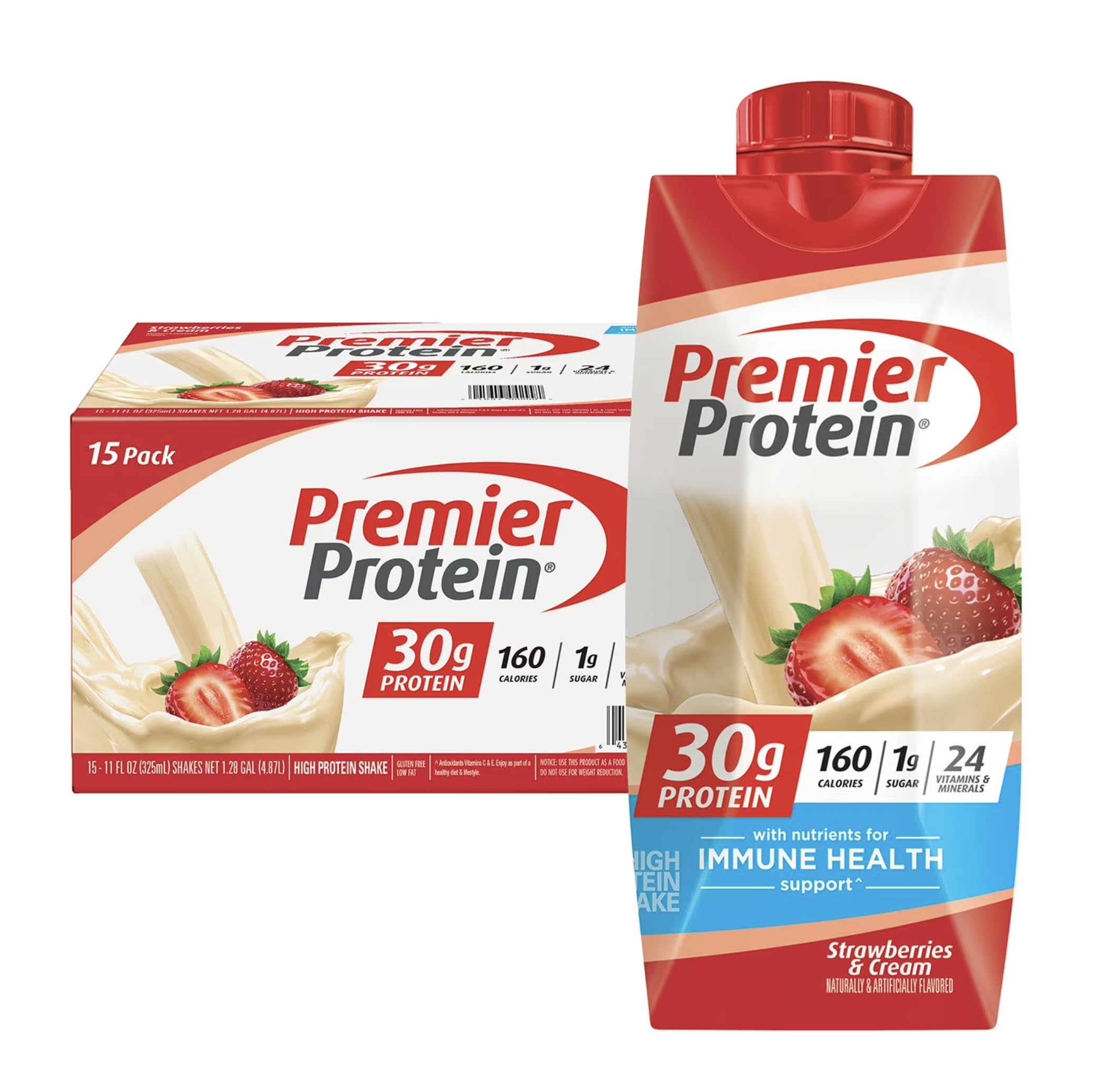 Premier Protein 30g High Protein Shake, Caramel, 4 Pack | 160 Calories, 24 Vitamins & Minerals, No Added Sugar, Supports Muscle Health, Gluten-Free, 11 oz