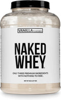 NAKED Vanilla Whey Protein Powder - All Natural Grass Fed Whey Protein Powder, Vanilla Flavor, Organic Coconut Sugar, 5Lb Bulk, NSF Certified, GMO-Free, Soy Free, Gluten Free - 61 Servings