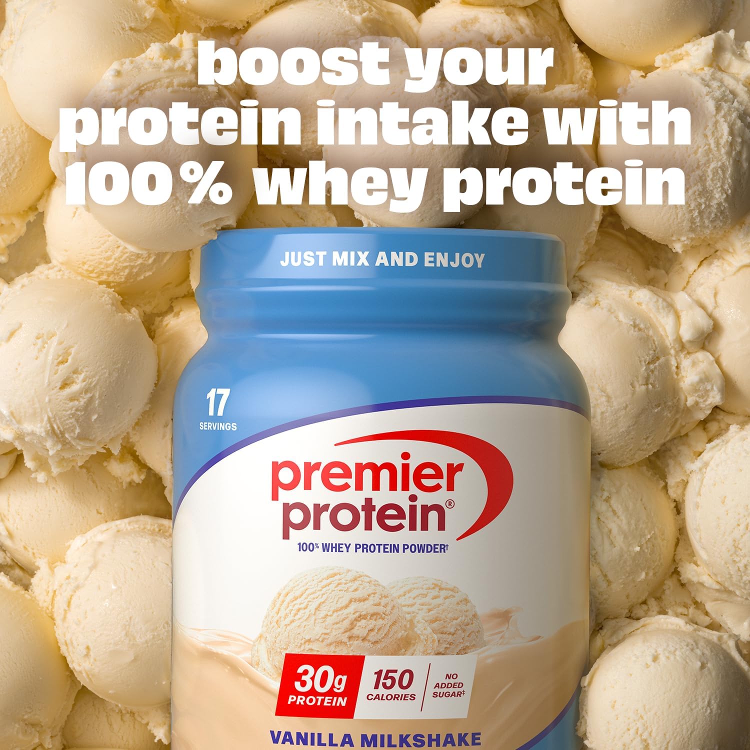 Premier Protein 30g High Protein Powder, 100% Whey, Vanilla, 17 Servings | No Added Sugar, Supports Muscle Health, Soy & Gluten-Free, 1.5 lb