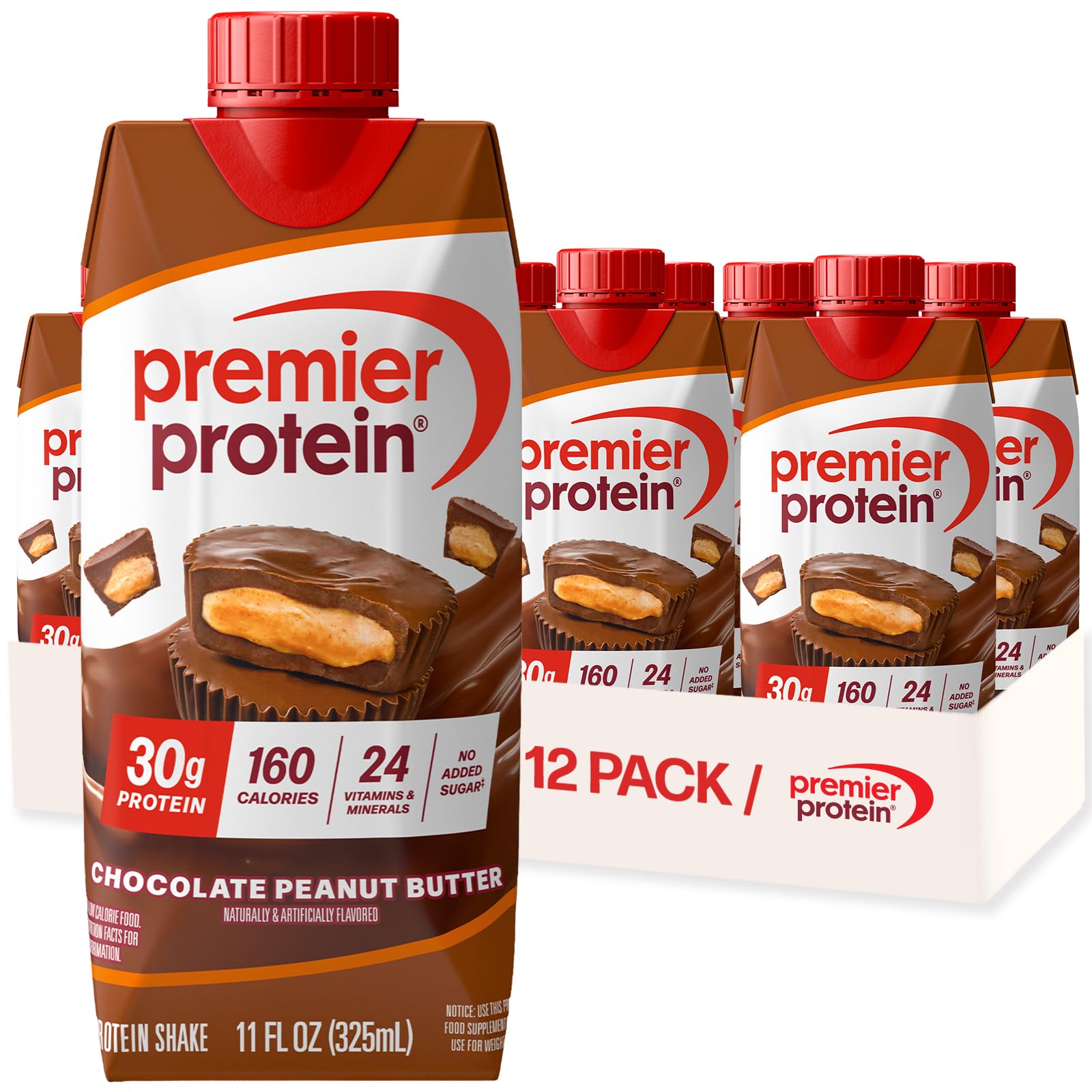 Premier Protein 30g High Protein Shake, Caramel, 4 Pack | 160 Calories, 24 Vitamins & Minerals, No Added Sugar, Supports Muscle Health, Gluten-Free, 11 oz