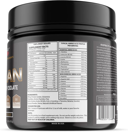 Isolean Whey Protein Powder, Chocolate, 1 Pound