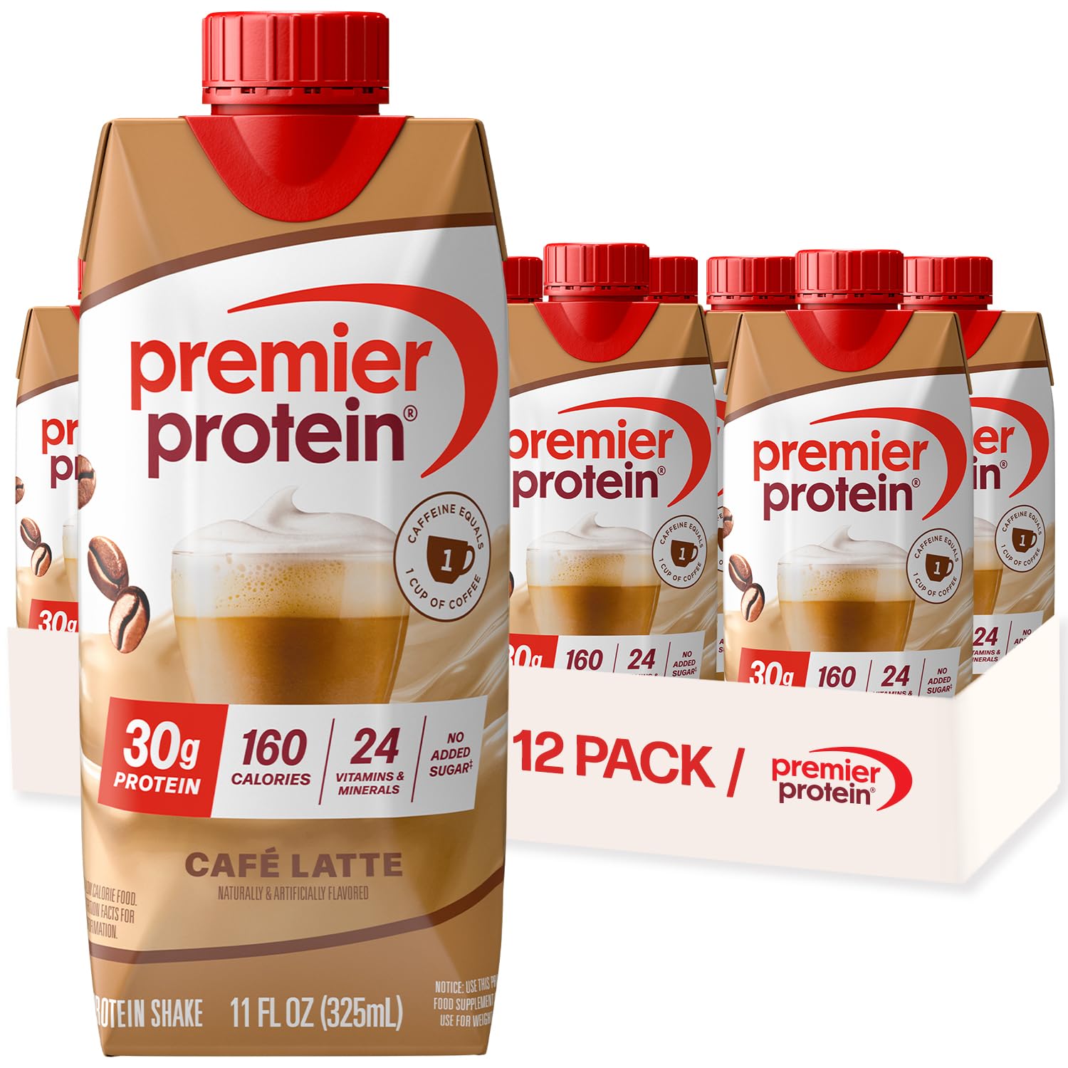 Premier Protein 30g High Protein Shake, Caramel, 4 Pack | 160 Calories, 24 Vitamins & Minerals, No Added Sugar, Supports Muscle Health, Gluten-Free, 11 oz