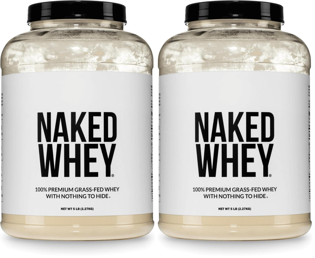 NAKED Vanilla Whey Protein Powder - All Natural Grass Fed Whey Protein Powder, Vanilla Flavor, Organic Coconut Sugar, 5Lb Bulk, NSF Certified, GMO-Free, Soy Free, Gluten Free - 61 Servings