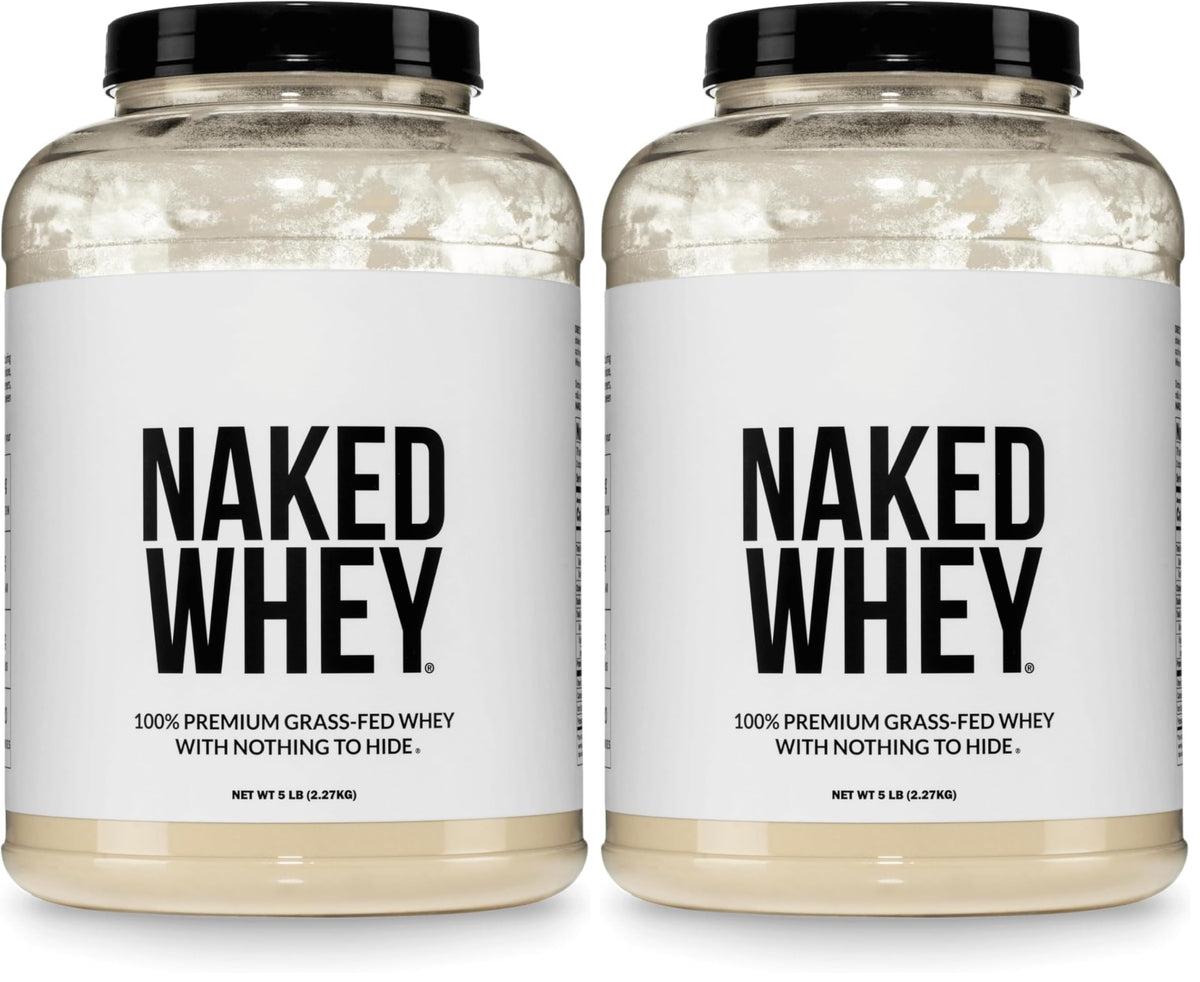 NAKED Vanilla Whey Protein Powder - All Natural Grass Fed Whey Protein Powder, Vanilla Flavor, Organic Coconut Sugar, 5Lb Bulk, NSF Certified, GMO-Free, Soy Free, Gluten Free - 61 Servings