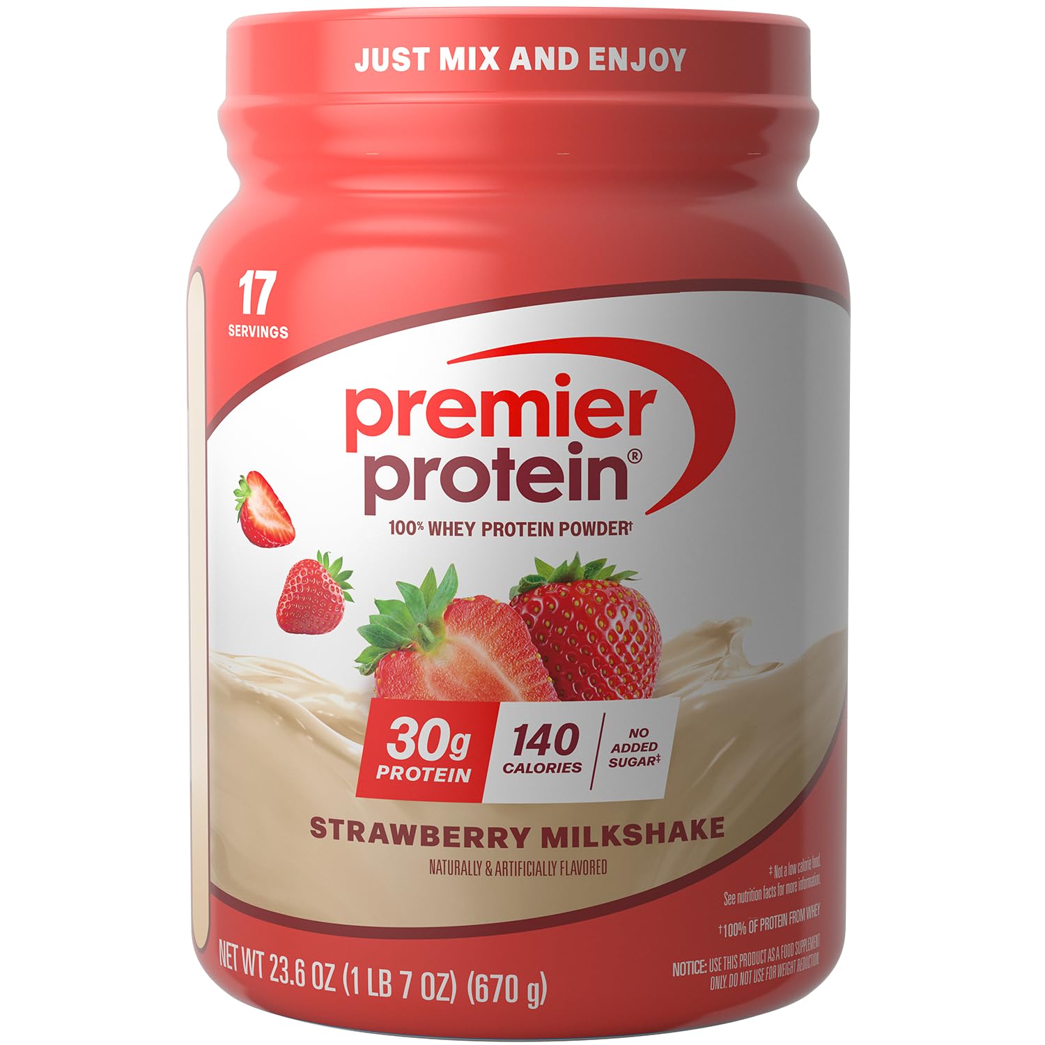 Premier Protein 30g High Protein Powder, 100% Whey, Vanilla, 17 Servings | No Added Sugar, Supports Muscle Health, Soy & Gluten-Free, 1.5 lb