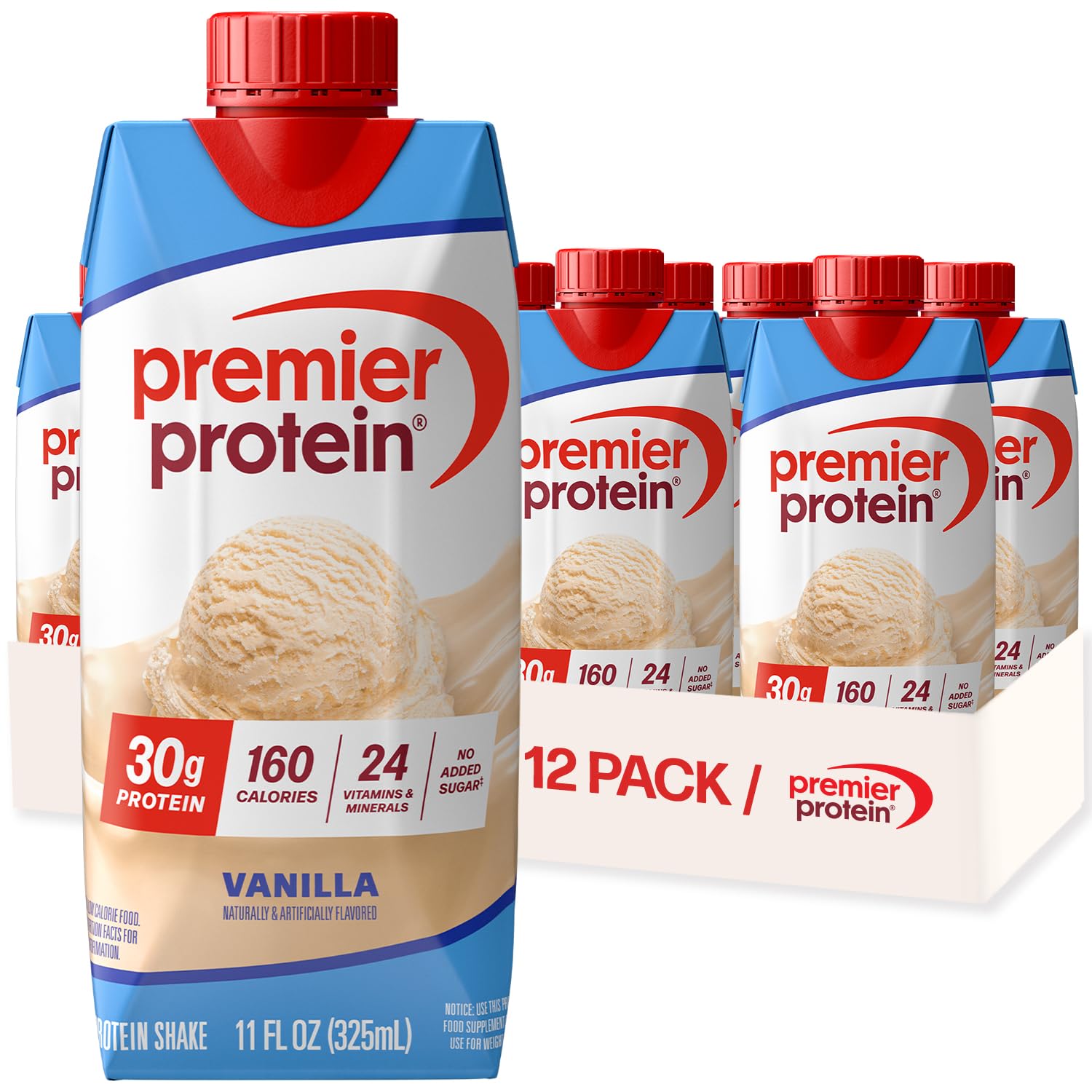 Premier Protein 30g High Protein Shake, Caramel, 4 Pack | 160 Calories, 24 Vitamins & Minerals, No Added Sugar, Supports Muscle Health, Gluten-Free, 11 oz