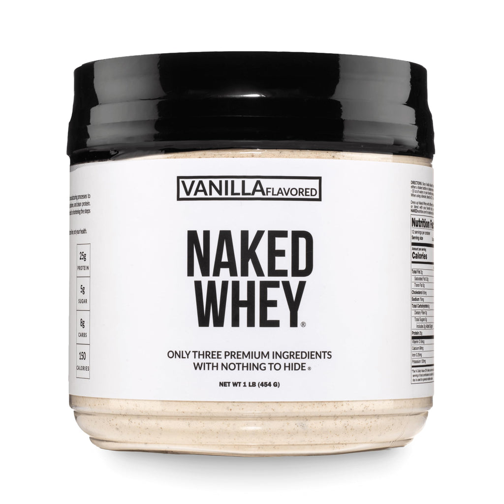 NAKED Vanilla Whey Protein Powder - All Natural Grass Fed Whey Protein Powder, Vanilla Flavor, Organic Coconut Sugar, 5Lb Bulk, NSF Certified, GMO-Free, Soy Free, Gluten Free - 61 Servings
