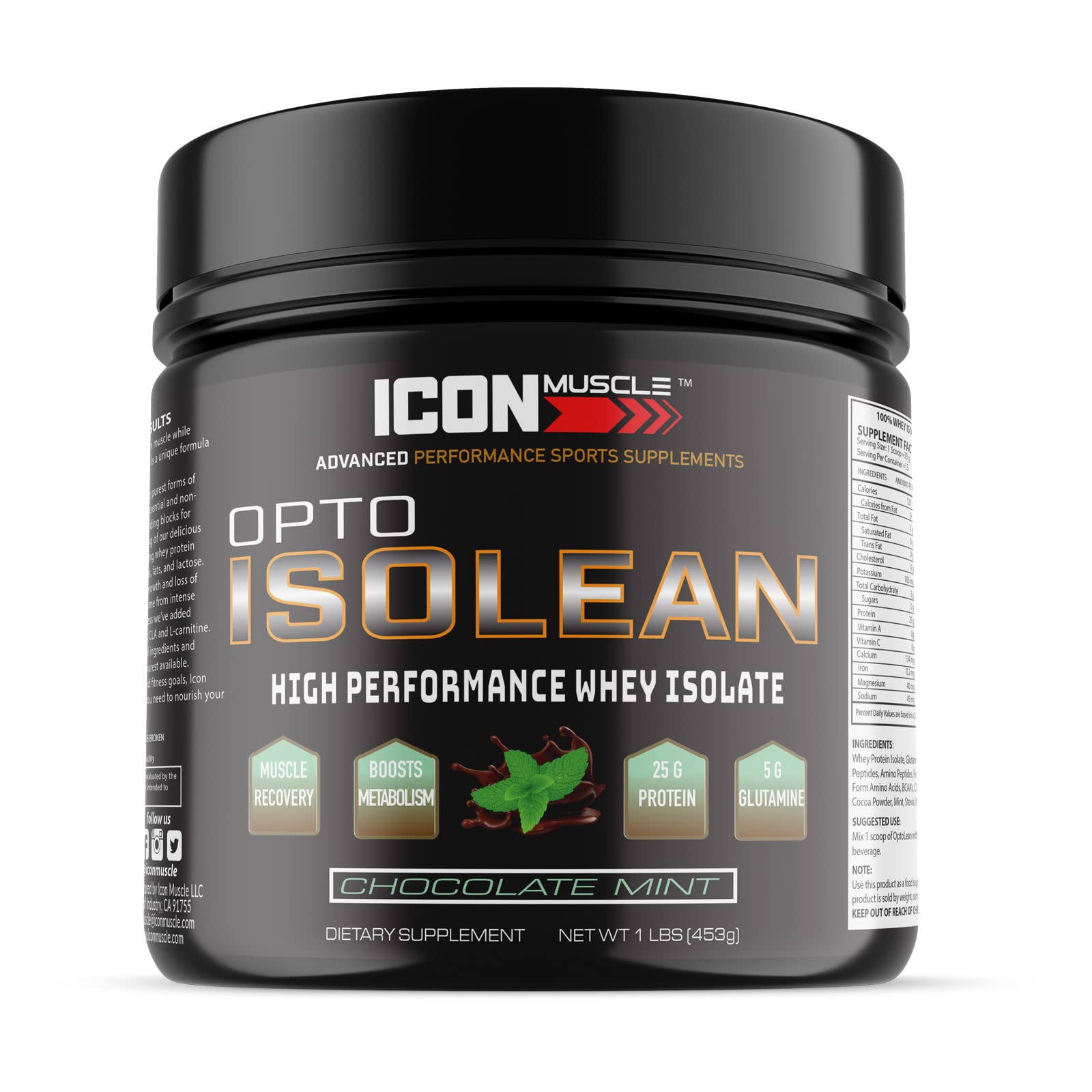 Isolean Whey Protein Powder, Chocolate, 1 Pound