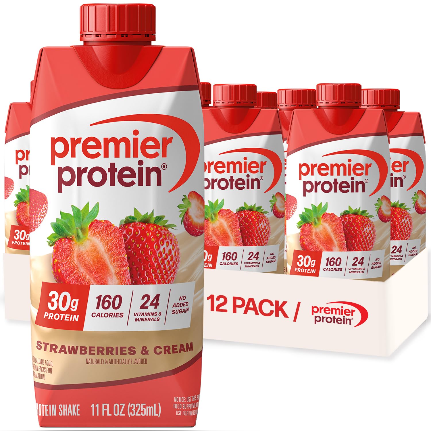 Premier Protein 30g High Protein Shake, Caramel, 4 Pack | 160 Calories, 24 Vitamins & Minerals, No Added Sugar, Supports Muscle Health, Gluten-Free, 11 oz