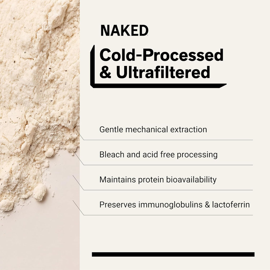 NAKED Vanilla Whey Protein Powder - All Natural Grass Fed Whey Protein Powder, Vanilla Flavor, Organic Coconut Sugar, 5Lb Bulk, NSF Certified, GMO-Free, Soy Free, Gluten Free - 61 Servings