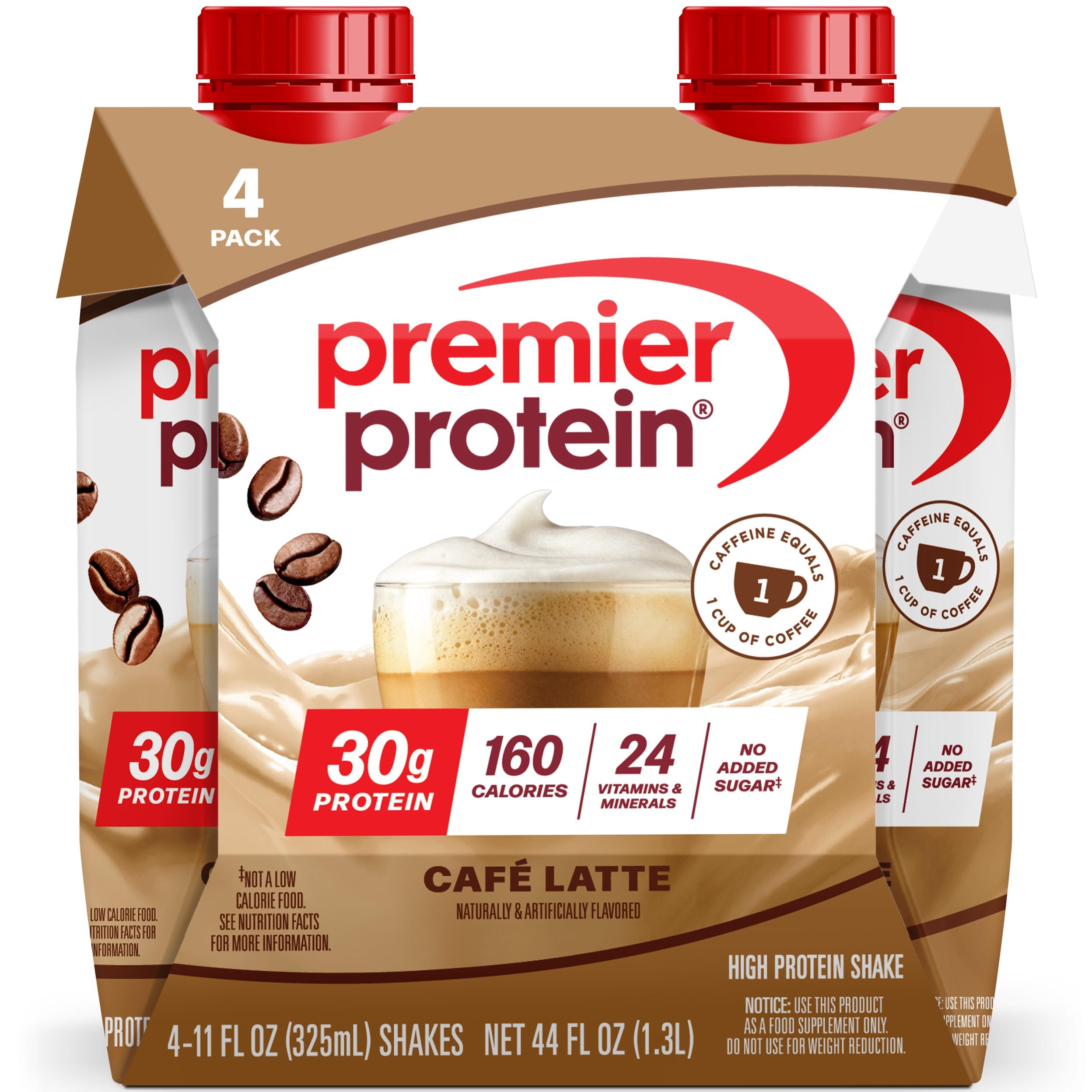 Premier Protein 30g High Protein Shake, Caramel, 4 Pack | 160 Calories, 24 Vitamins & Minerals, No Added Sugar, Supports Muscle Health, Gluten-Free, 11 oz