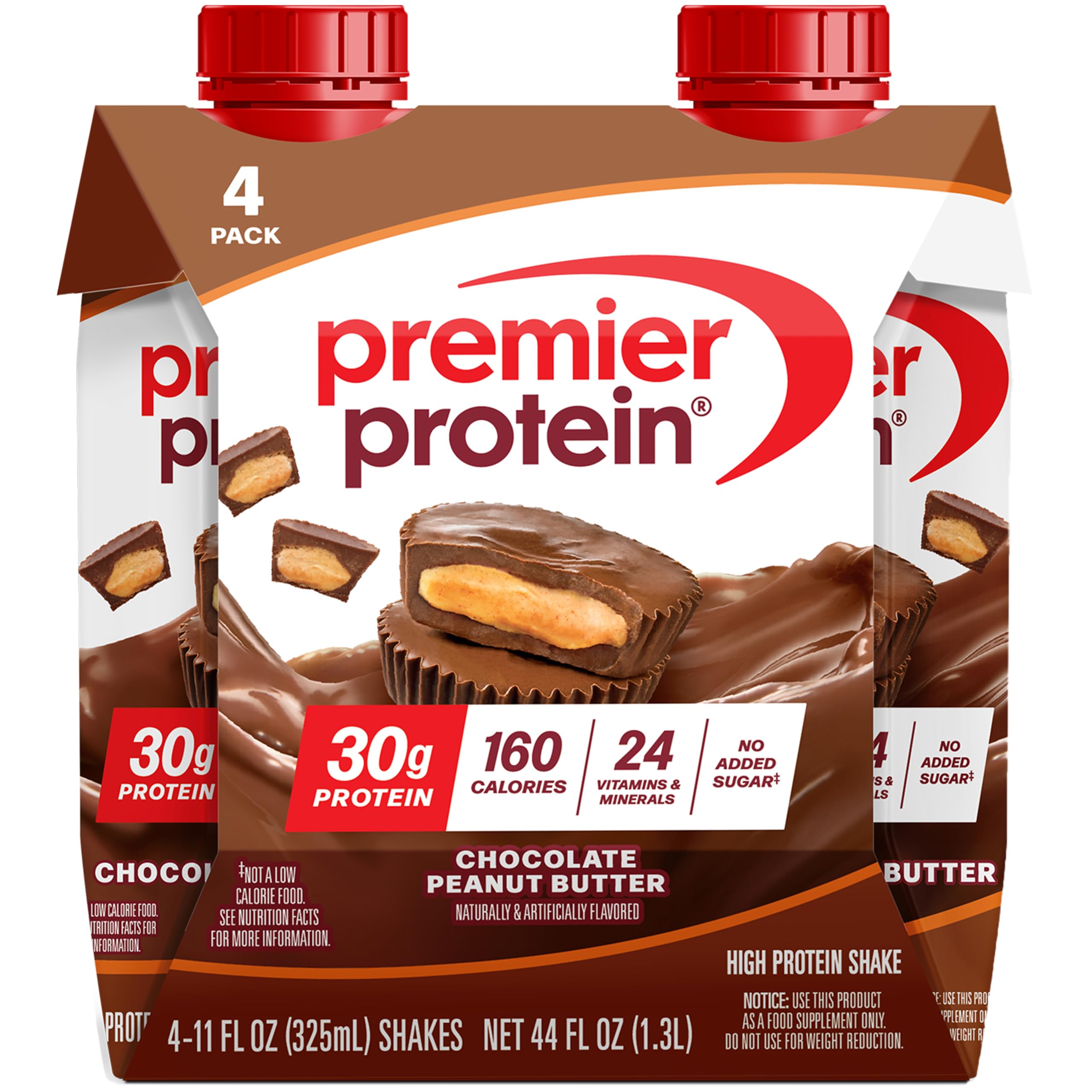 Premier Protein 30g High Protein Shake, Caramel, 4 Pack | 160 Calories, 24 Vitamins & Minerals, No Added Sugar, Supports Muscle Health, Gluten-Free, 11 oz